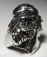 MOTORCYCLE SKELETON POINTING WITH HAT BIKER RING image