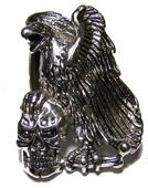LARGE EAGLE HOLDING SKULL HEAD SNAKES BIKER RING image
