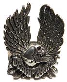 CERTAIN DEATH SKULL W WINGS BIKER RING image