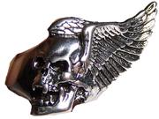 FLYING SKULL HEAD WITH WINGS BIKER RING image