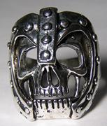 SKULL HEAD WITH ARMORED HELMET DELUXE BIKER RING image