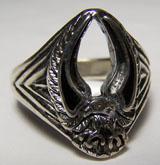 EAGLE W INLAYED WINGS UP SILVER DELUXE BIKER RING image