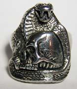 SKULL WRAPPED W COBRA SNAKE BIKER RING image