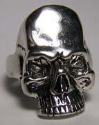 SKULL HEAD DELUXE SILVER BIKER RING image