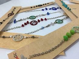 HANDMADE DREAM CATCHER BEADED STONE SILVER BRACELET image