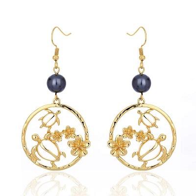 Turtle and Flower Earrings image