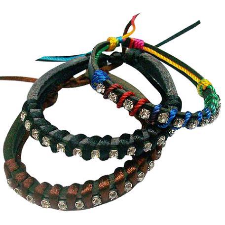 Rhinestone/Leather Bracelet image