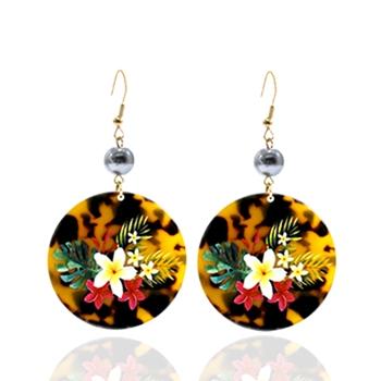 Mix Flower Printed Faux Turtle Shell Earrings image