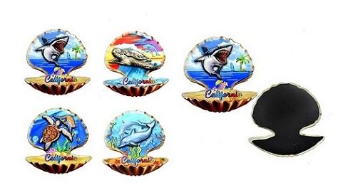 Beach Summer Sea Shell Shape Wooden "California"3D Fridge Magnet image
