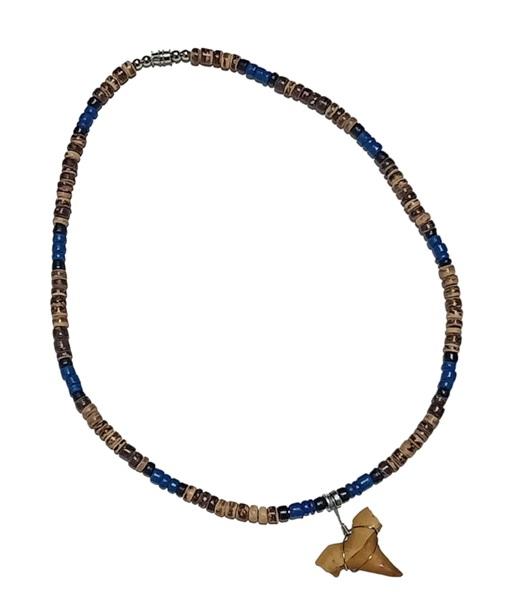 Tiger Coco With Faux Antique Shark Tooth Pendant Necklace image