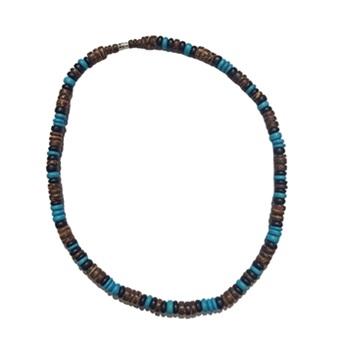 Turquoise, Black Heishi Coconut Barrel Lock Necklace image