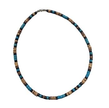 Turquoise, Black Heishi Coconut Barrel Lock Necklace image