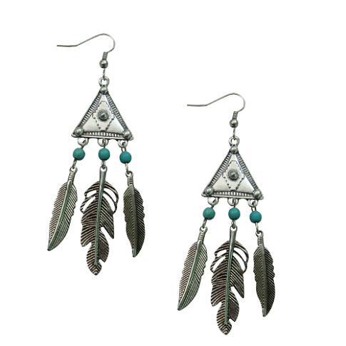 Triangle Turquoise Dream Catcher Earrings image