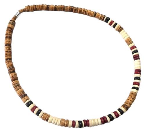 Maroon Black White Tiger Coco Beads Necklace image