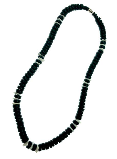 Black Coconut With White Rose Clam Shell Necklace image