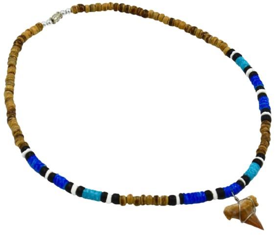 Tiger Coco Blue Clam Shell Real Sharks Tooth Pendant Necklace image