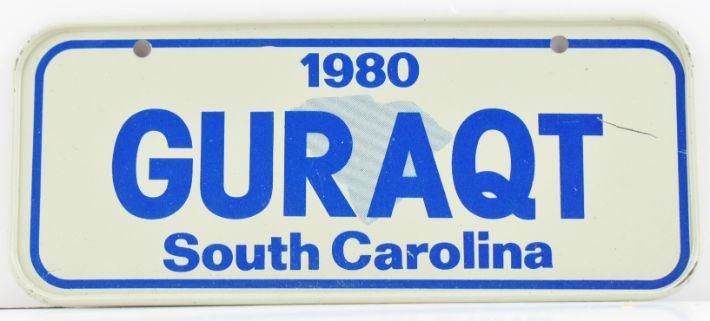 Vintage 1980 All Metal Bicycle Tag South Carolina image