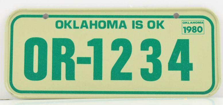 Vintage 1980 All Metal Bicycle Tag Oklahoma image