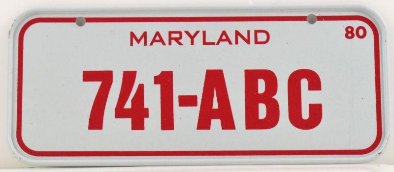 Vintage 1980 All Metal Bicycle Tag Maryland image