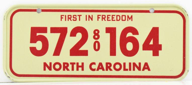Vintage 1980 All Metal Bicycle Tag North Carolina image