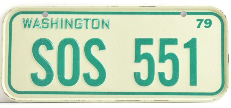 Vintage 1979 Stamped Lettering All Metal Bicycle Tag Washington image