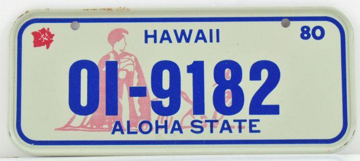 Vintage 1980 All Metal Bicycle Tag Hawaii image