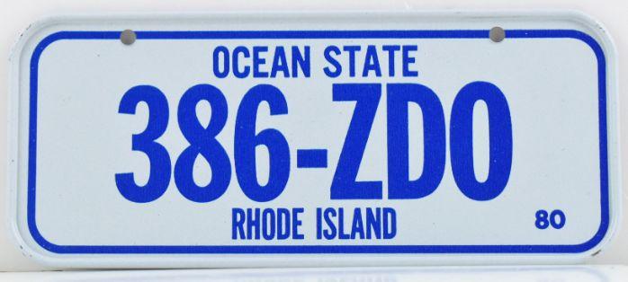 Vintage 1980 All Metal Bicycle Tag Rhode Island image
