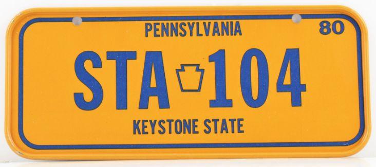 Vintage 1980 All Metal Bicycle Tag Pennsylvania image
