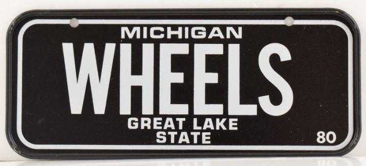 Vintage 1980 All Metal Bicycle Tag Michigan image