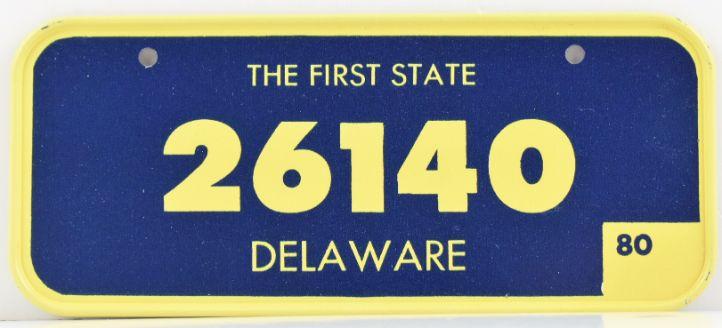 Vintage 1980 All Metal Bicycle Tag Delaware image