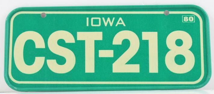 Vintage 1980 All Metal Bicycle Tag Iowa image