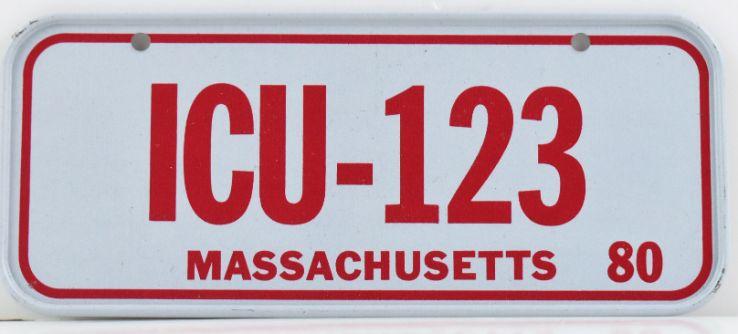 Vintage 1980 All Metal Bicycle Tag Massachusetts image