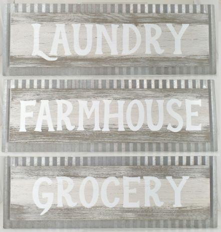MDF Antique Laundry/Farmhouse/Grocery Sign Decor 3 Asst image