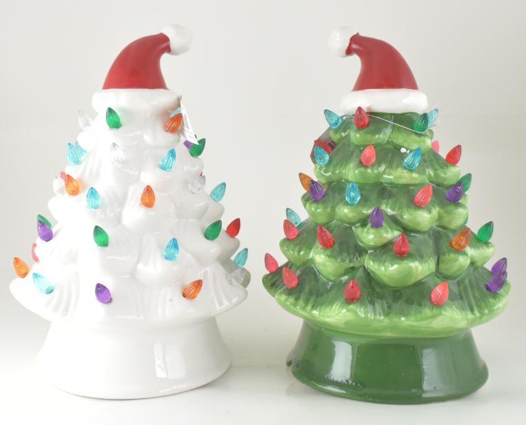 Ceramic Santa Hat Glow Light Up Tree 2 Assorted image