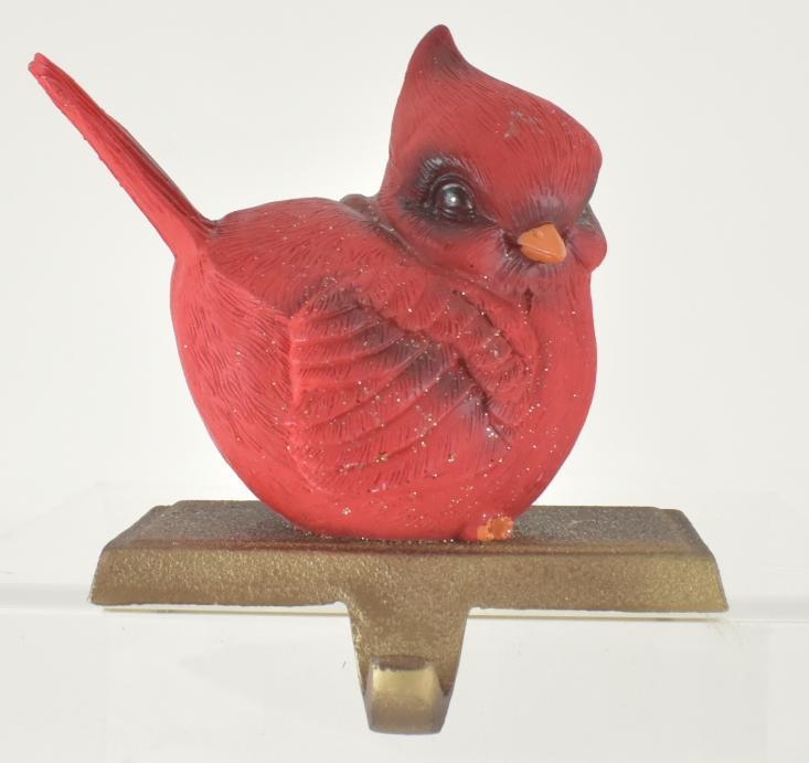 Resin Tail Up Cardinal Stocking Holder on Gold Base image