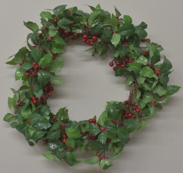 Holly Berry Leaf Wreath with Glitter image