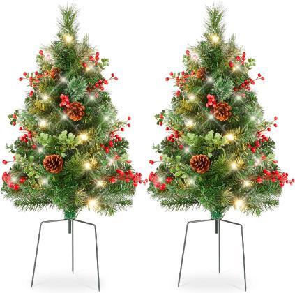 24" Pre-Lit Pathway Christmas Tree with Decor image