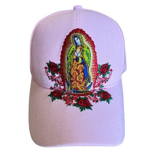 * Virgin of Guadalupe Mexican Baseball Cap Embroidered - Pink (CapMx103P) image
