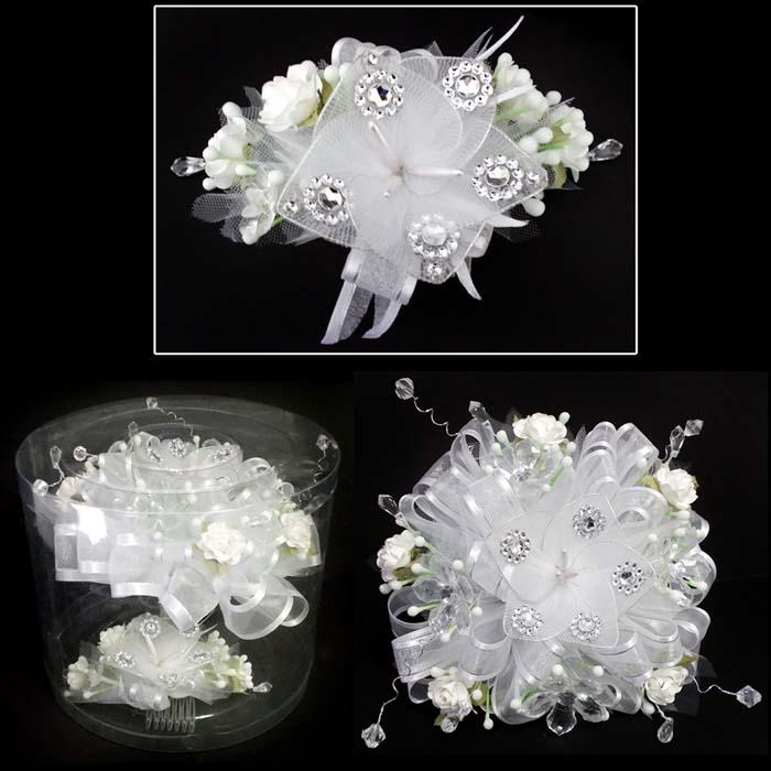 Bridal - Quinceanera - Presentation Silk Flower Bouquet - White image