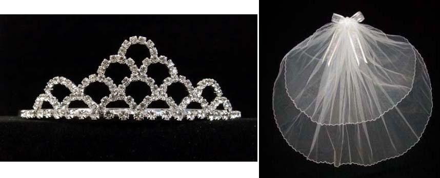 White Communion Veil With Rhinestones Tiara ( # SHP-00535) image