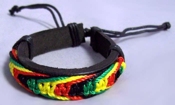 Native Pride - Reggae Rasta Bracelets In Black Faux Leather