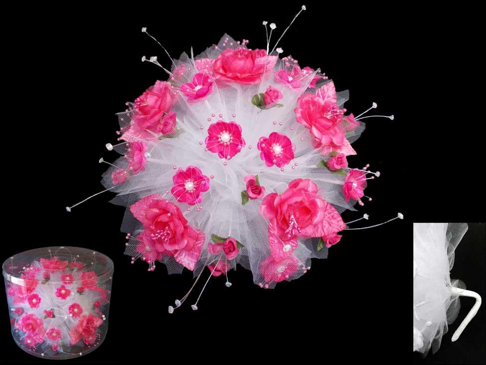 Bridal - Quinceanera - Sweet 15-16 Silk Flower Bouquet - Fuchsia image