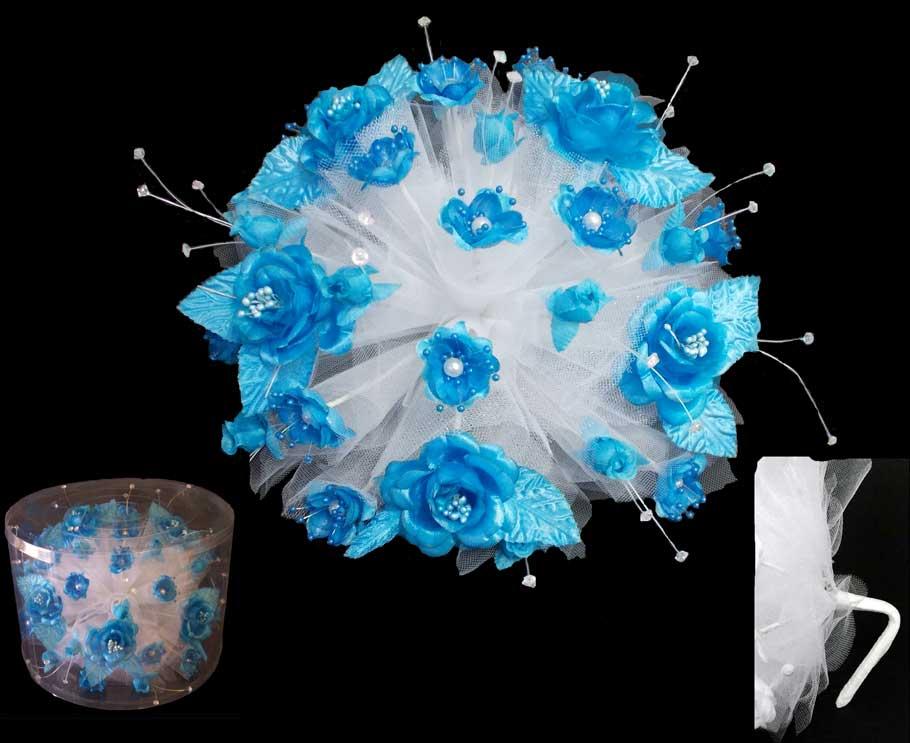 Bridal - Quinceanera - Sweet 15-16 Silk Flower Bouquet Turquoise image