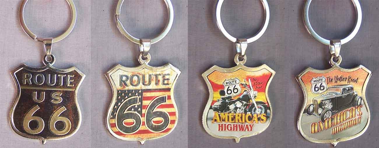 Route 66 Key Chains Key Rings In Metal - Assorted Designs image