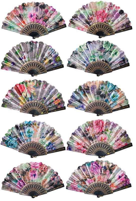 Folding Hand Fans - Floral Prints image