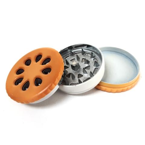 55mm 3-Part Cookie Shape Biscuit Metal Tobacco Grinder image