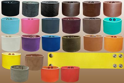 Double Snap Extra Wide Leather Bracelet 2" W image