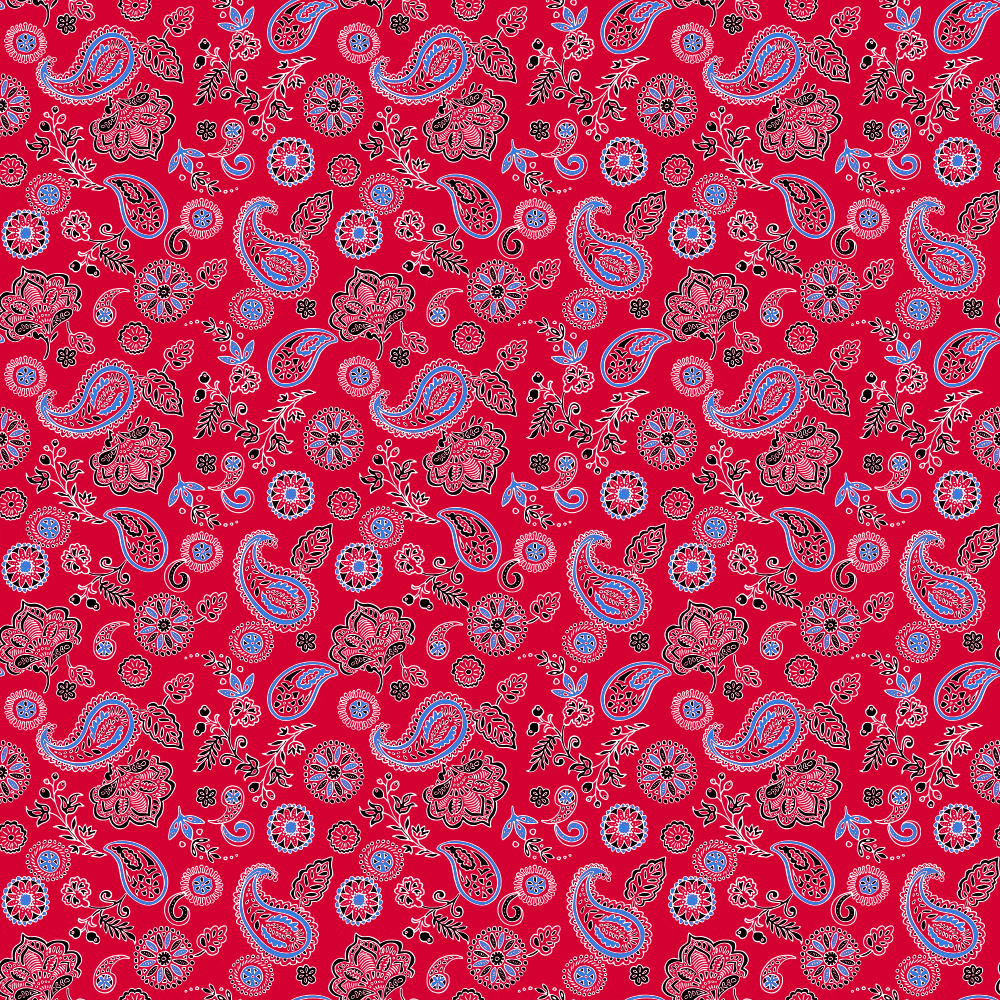 600pcs/Case, Floral Paisley Bandana Imported 100% Cotton, Red, 22 Inch x 22 Inch image