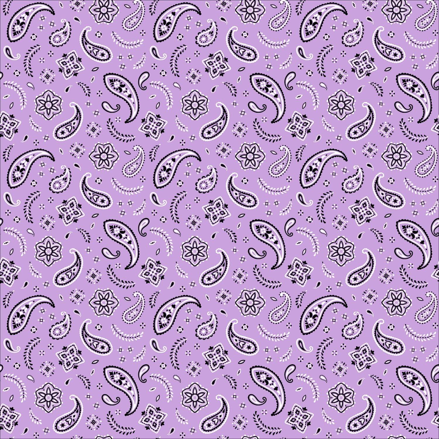 12 pieces, All Over Paisley Bandana Imported 100% Cotton, Lilac, 22 Inch x 22 Inch image