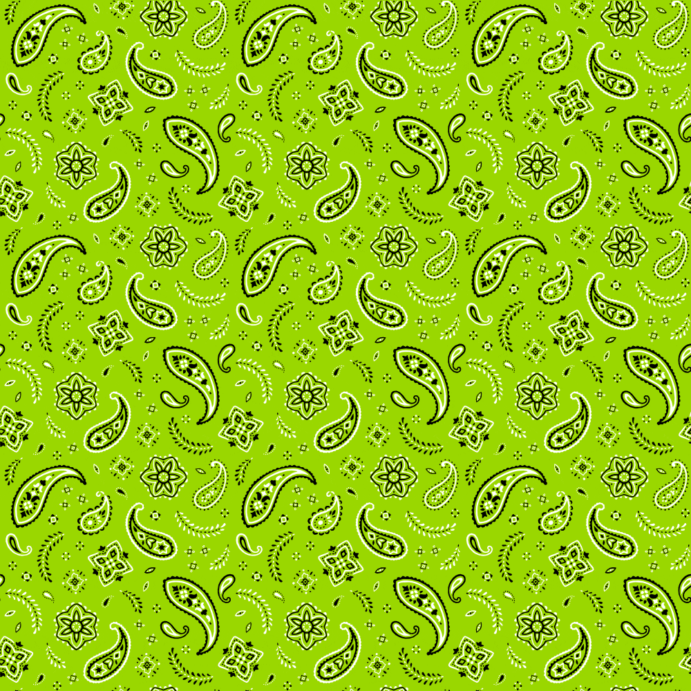600pcs/Case, All Over Paisley Bandana Imported 100% Cotton, Lime Green, 22 Inch x 22 Inch image